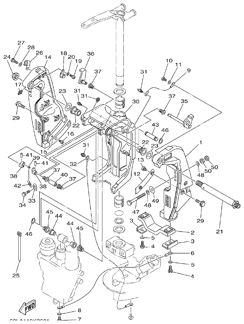 Yamaha F200BET, FL200BET BRACKET 1 parts diagram